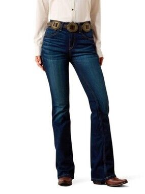 Ariat Real Denim High Rise Ballary Bootcut Jeans Dark Wash Cowgirl